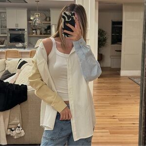 Color block sleeve button up